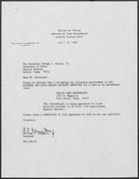 Appointment letter from William P. Clements to Secretary of State, George Bayoud, April 16, 1990