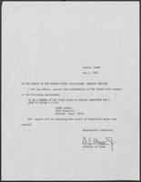 Appointment letter from William P. Clements to the Senate of the 71st Legislature, May 3, 1989