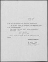 Appointment letter from William P. Clements to the Senate of the 71st Legislature, May 3, 1989