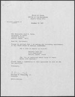 Appointment letter from William P. Clements to Secretary of State, Jack Rains, December 10, 1987