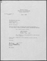 Appointment letter from William P. Clements to Secretary of State, Jack Rains, June 2, 1988
