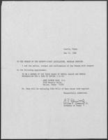 Appointment letter from William P. Clements to the Senate of the 71st Legislature, May 11, 1989
