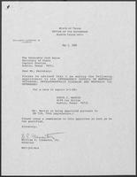 Appointment letter from William P. Clements to Secretary of State, Jack Rains, May 2, 1988