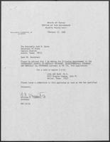 Appointment letter from William P. Clements to Secretary of State, Jack Rains, February 12, 1988