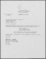 Appointment letter from William P. Clements to Secretary of State, George Bayoud, September 14, 1990