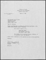 Appointment letter from William P. Clements to Jack M. Rains, March 22, 1988