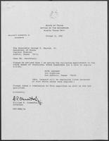 Appointment letter from William P. Clements to George S. Bayoud, Jr., October 31, 1990