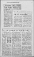 Newspaper Clipping headlined "Clements fascinated with world affairs," January 28, 1980