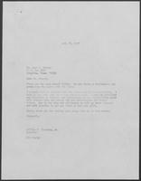 Correspondence between William P. Clements , Jr. and Joan M. Abbott, June 27-29, 1987