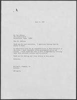 Correspondence between William P. Clements and Pat Addison, June 11, 1987