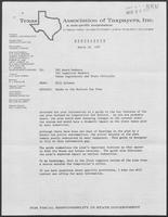 Memo from Bill Allaway to TAT Board and Committee Members and Texas Legislatures and State Officials regarding Guide to the Bullock Tax Plan, March 18, 1987