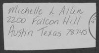 Letter from Michelle L. Allen to William P. Clements, undated
