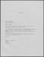 Correspondence between William P. Clements and Mrs. B.R. Burk, regarding amending the Child Support Law, June 15, 1987 - June 29, 1987