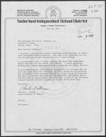 Correspondence between William P. Clements, Jr., Thomas E. Anderson, Jr., and Charles L. Thomas regarding state finances for Nederland ISD, May 4, 1987 - May 28, 1987