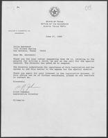 Correspondence between William P. Clements Jr., Cliff Johnson and Ms. Julie Aaronson, June 20-July 27, 1989
