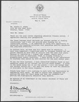 Correspondence between William P. Clements, Jr. and Sondra K. Adams regarding education finance reform, April 29 - May 9, 1990