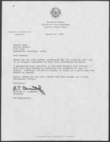 Correspondence between William P. Clements and Raeann Aray regarding the "no class-no car" law, March 30, 1990