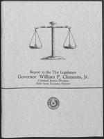 Report from William P. Clements to the 71st Legislature, May 1989