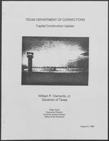 Update from the Texas Department of Corrections sent to Bill Clements, August 8, 1988