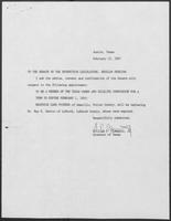 Appointment letter from Governor William P. Clements, Jr., to Texas Senate, February 10, 1987