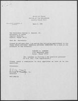 Appointment letter from William P. Clements, to Secretary of State, George S. Bayoud, Jr., March 8, 1990