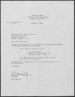 Appointment letter from Governor William P. Clements, Jr., to Secretary of State Jack Rains, October 11, 1988