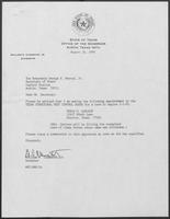 Appointment letter from Governor William P. Clements, Jr., to Secretary of State George S. Bayoud, Jr., August 16, 1990