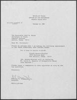 Appointment letter from Governor William P. Clements, Jr., to Secretary of State Jack Rains, October 13, 1987