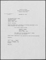 Appointment letter from Governor William P. Clements, Jr., to Secretary of State Jack Rains, September 28, 1987