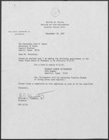 Appointment letter from William P. Clements, Jr., to Secretary of State Jack Rains,  September 18, 1987