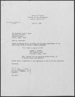 Appointment letter from Governor William P. Clements, Jr., to Secretary of State Jack Rains, June 12, 1989