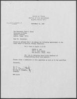 Appointment letter from Governor William P. Clements, Jr., to Secretary of State Jack Rains, September 24, 1987