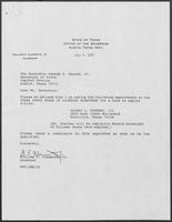 Appointment letter from Governor William P. Clements, Jr., to Secretary of State George S. Bayoud, Jr., July 9, 1990