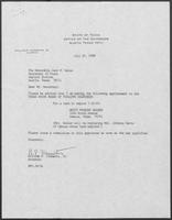 Appointment letter from Governor William P. Clements, Jr., to Secretary of State Jack Rains, July 25, 1988