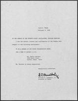Appointment letter from Governor William P. Clements, Jr., to Texas Senate, February 9, 1989