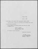 Appointment letter from Governor William P. Clements, Jr., to Texas Senate, April 4, 1989