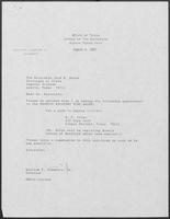 Appointment letter from Governor William P. Clements, Jr., to Secretary of State Jack Rains, August 6, 1987