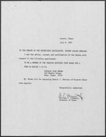 Appointment letter from Governor William P. Clements, Jr., to Texas Senate, July 6, 1987