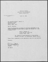 Appointment letter from Governor William P. Clements, Jr., to Secretary of State George S. Bayoud, Jr., April 25, 1990
