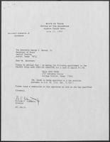 Appointment letter from Governor William P. Clements, Jr., to Secretary of State George S. Bayoud, Jr., June 11, 1990