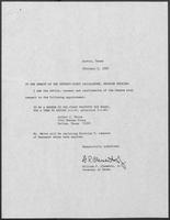 Appointment letter from Governor William P. Clements, Jr., to Texas Senate, February 9, 1989