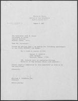 Appointment letter from Governor William P. Clements, Jr., to Secretary of State Jack Rains, August 6, 1987