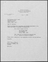 Appointment letter from Governor William P. Clements, Jr., to Secretary of State Jack Rains, July 7, 1988