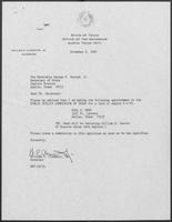 Appointment letter from Governor William P. Clements, Jr., to Secretary of State George S. Bayoud, Jr., November 8, 1989