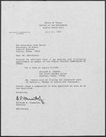 Appointment letter from William P. Clements, Jr. to Secretary of State, Jack Rains, July 21, 1988