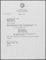 Appointment letter from William P. Clements, Jr. to Secretary of State, Jack Rains, August 21, 1987