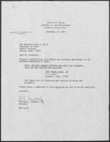 Appointment letter from William P. Clements, Jr. to Secretary of State, Jack Rains, September 18, 1987
