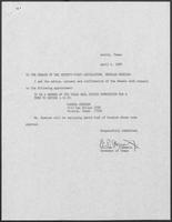 Appointment letter from William P. Clements, Jr. to the Senate of the 71st Legislature, April 4, 1989