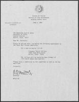 Appointment letter from William P. Clements, Jr. to Secretary of State, Jack Rains, June 4, 1987