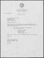 Appointment Letter from William P. Clements to Jack M. Rains, November 16, 1987
